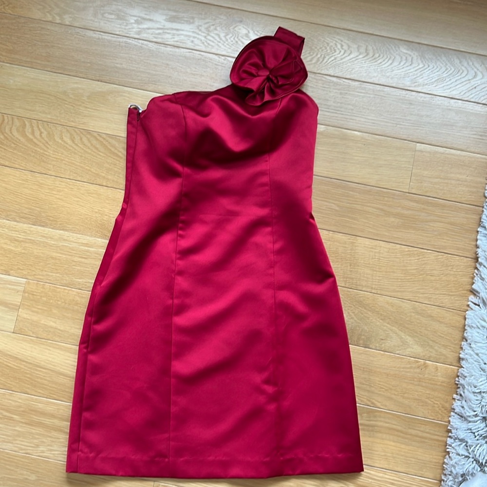 David’s Bridal one shoulder dress.